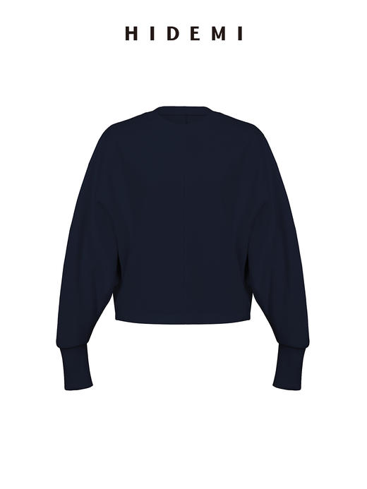 HIDEMI 立领廓形袖短款卫衣 藏蓝色/白色 商品图12
