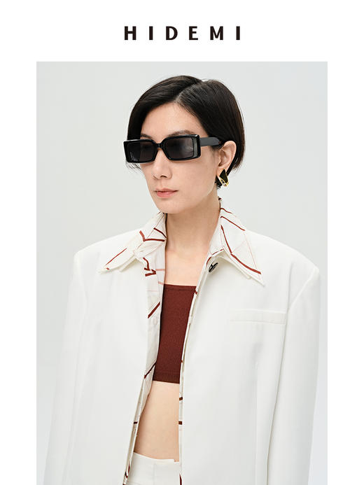 HIDEMI 简约一粒扣翻领式短款夹克西服外套 白色/黑色（小白领） 商品图12