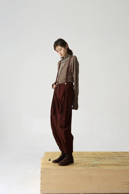 jamproof | 亲肤拼接明缝长袖磨毛针织打底上衣 [ 灰 / 红 ] 商品图10