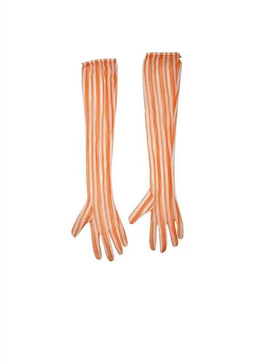 花色网纱手套 / 亮橘色——中国设计师品牌QIUSHU TING 商品图1