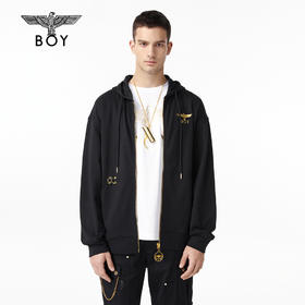 BOY卫衣男女同款22春夏新品金色翅膀连帽开衫外套B221N0600302