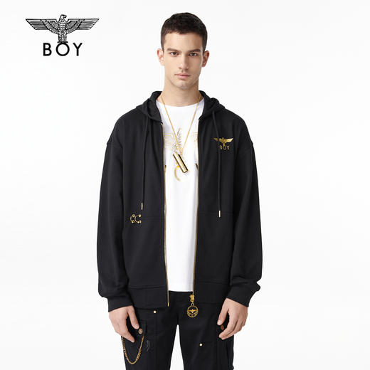 BOY卫衣男女同款22春夏新品金色翅膀连帽开衫外套B221N0600302 商品图0