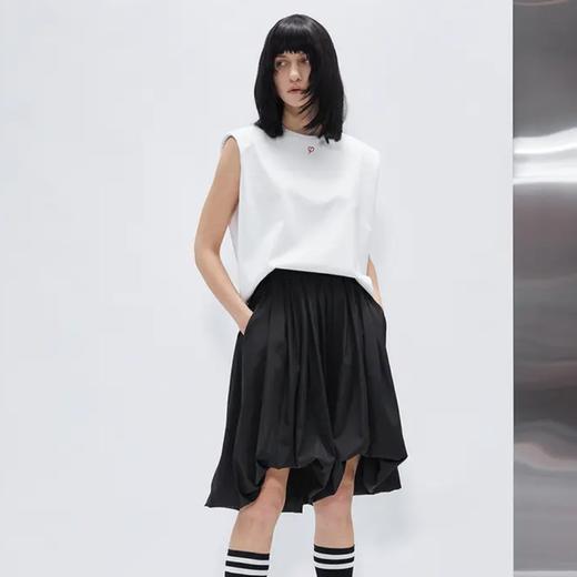 垫肩无袖短款T恤 商品图0