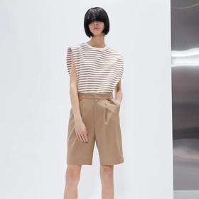 垫肩无袖短款T恤