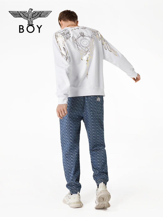 BOY圆领卫衣男女同款22春夏新品烫金翅膀印花套头衫B221N0302301 商品图1