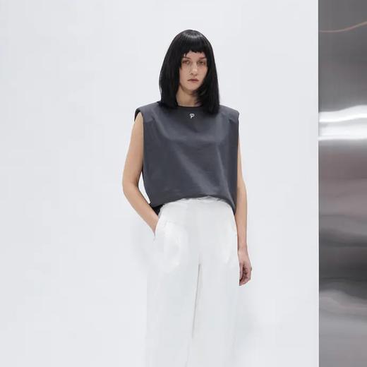 垫肩无袖短款T恤 商品图0