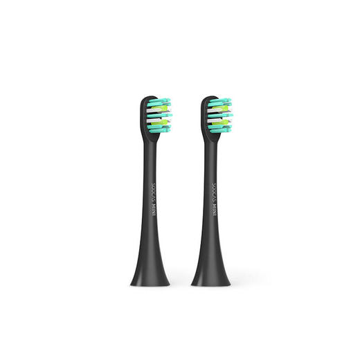 素士X3声波电动牙刷头两支装通用清洁型无铜植毛刷头黑色 商品图0