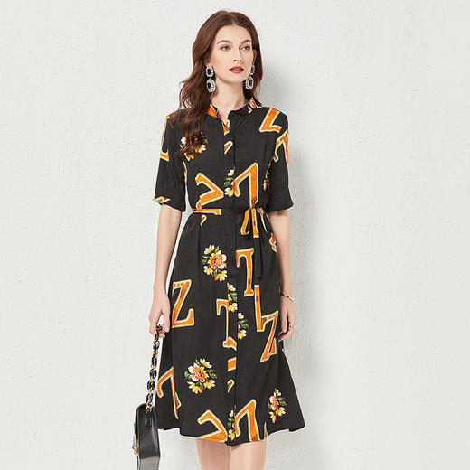 丁摩  高档时尚沙滩裙桑蚕丝裙子印花真丝连衣裙Q121167 商品图3