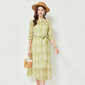 丁摩 春夏苎麻衬衫连衣裙两件套配纯棉吊带宽松系带显瘦女裙子Q121145-DR299