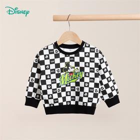 迪士尼童装男童卫衣童趣格子米奇宝宝卫衣柔软舒适春新品