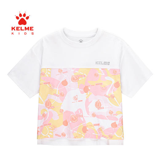KIDS  卡尔美童装女童纯棉短袖夏季新款潮流印花撞色T恤 商品图4
