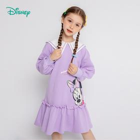迪士尼童装女童连衣裙学院风米妮长袖连衣裙甜美淑女春新品