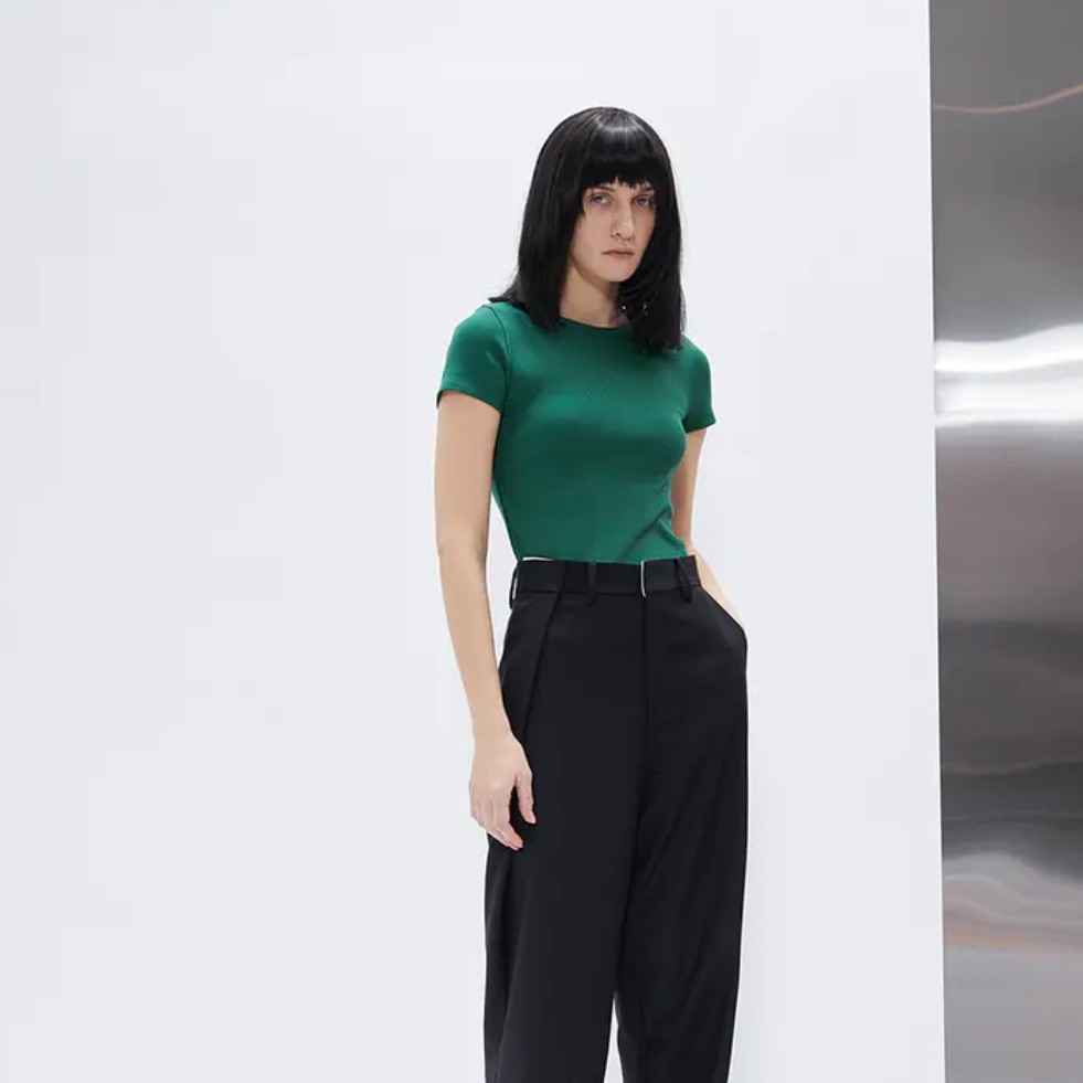 紧身螺纹打底弹力T恤