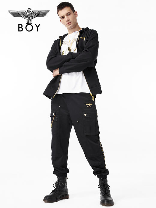 BOY卫衣男女同款22春夏新品金色翅膀连帽开衫外套B221N0600302 商品图4