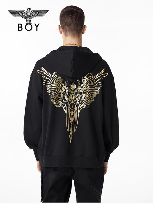 BOY卫衣男女同款22春夏新品金色翅膀连帽开衫外套B221N0600302 商品图1