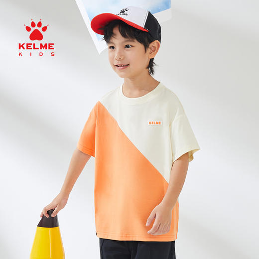 KIDS 卡尔美童装男童纯棉短袖夏季新款圆领撞色休闲T恤 商品图2