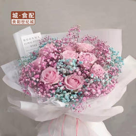 【GY】粉玫瑰，满天星