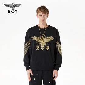 BOY卫衣男女同款22春夏新品金色老鹰翅膀绣花长袖衫B221N0302102