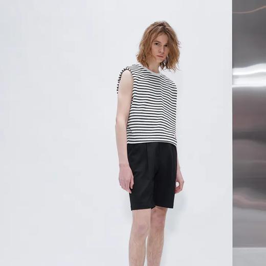 垫肩无袖短款T恤 商品图0