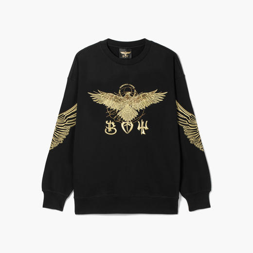 BOY卫衣男女同款22春夏新品金色老鹰翅膀绣花长袖衫B221N0302102 商品图3