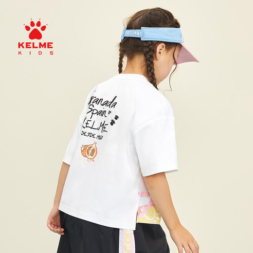 KIDS  卡尔美童装女童纯棉短袖夏季新款潮流印花撞色T恤 商品图3