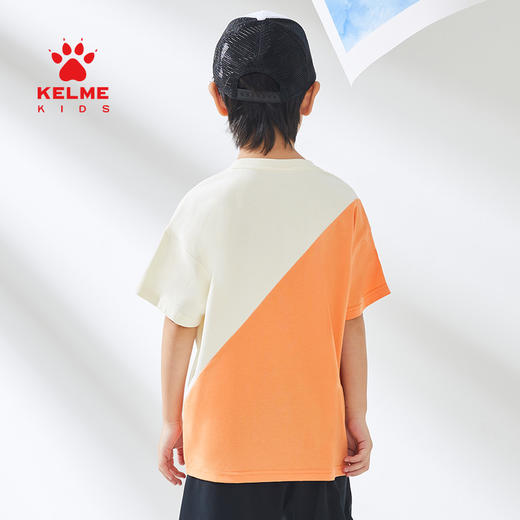 KIDS 卡尔美童装男童纯棉短袖夏季新款圆领撞色休闲T恤 商品图4