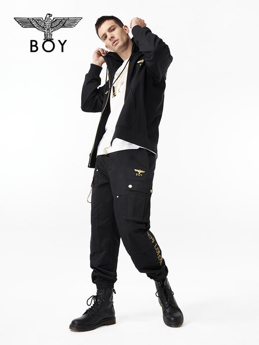 BOY卫衣男女同款22春夏新品金色翅膀连帽开衫外套B221N0600302 商品图3