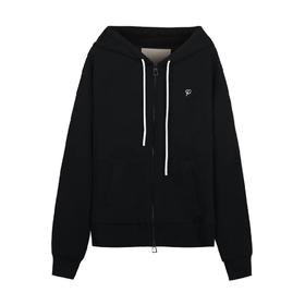 收腰连帽开襟卫衣