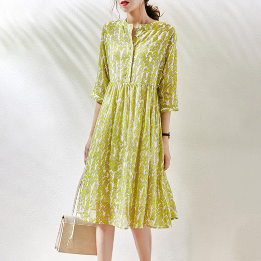 丁摩 春夏苎麻衬衫连衣裙两件套配纯棉吊带宽松系带显瘦女裙子Q121145-DR299 商品图1