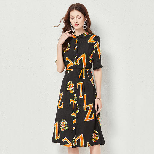 丁摩  高档时尚沙滩裙桑蚕丝裙子印花真丝连衣裙Q121167 商品图1