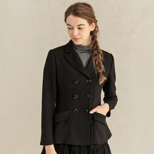 Famecoco范可儿黑色通勤职业西装女士高级气质修身西服F221AW015 商品图1