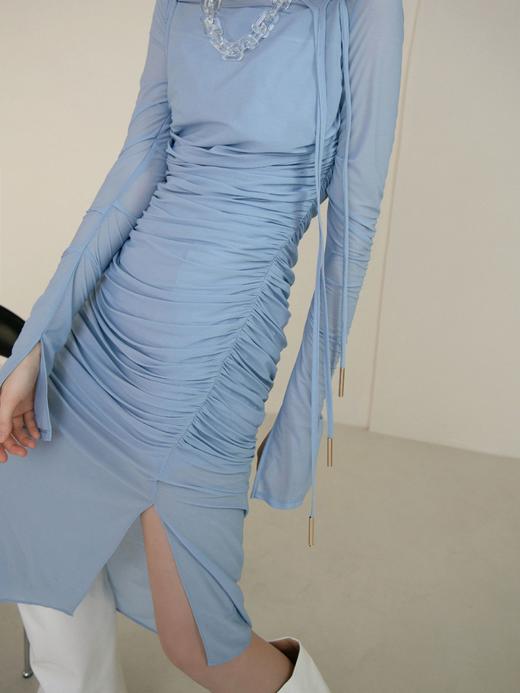 斜领多层褶皱修身上衣 商品图4