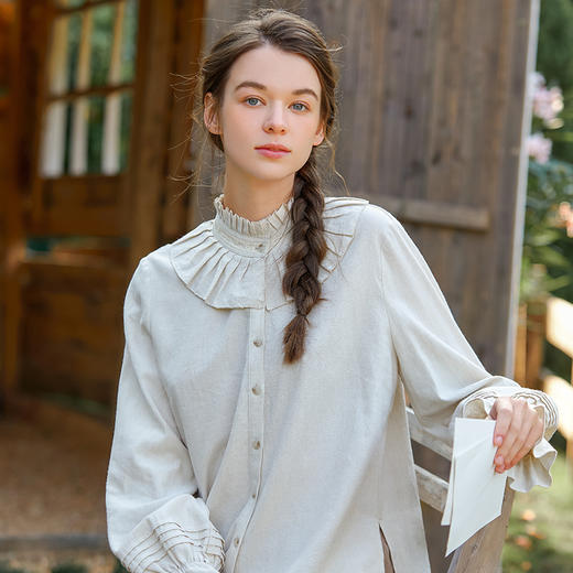 famecoco范可儿洋气花边领衬衫甜美法式时尚衬衣女F221BH007 商品图4