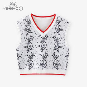 英氏-童衣类（春）F2英毛V领背心, 英氏白, 100CM