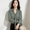 剩M 芳外拼色荷叶袖绑带领2025春季新款长袖知性女式衬衫 商品缩略图2