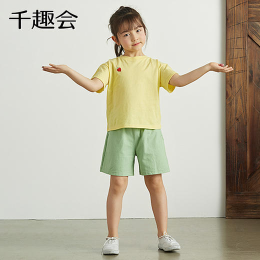 千趣会春夏季儿童装空调外出服时尚洋气阔腿女童短袖短裤套装 商品图4