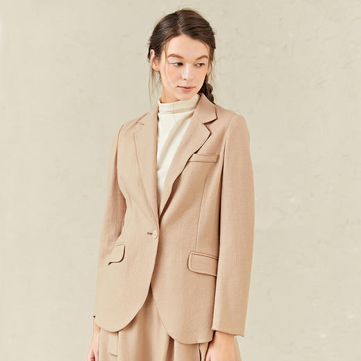 Famecoco范可儿卡其色气质西装女款时尚羊毛呢子西服F221AW014 商品图2