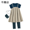 千趣会春夏童装裙子花边袖假两件撞色拼接女童宝宝短袖连衣裙 商品缩略图2