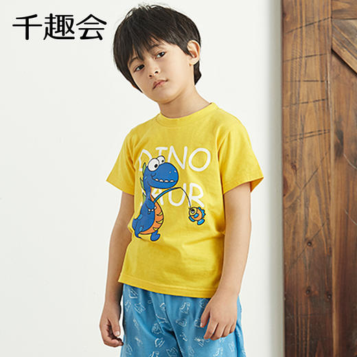 【短袖T恤】千趣会春夏季童装打底衫洋气恐龙圆领潮纯棉男童宝宝短袖T恤 商品图2