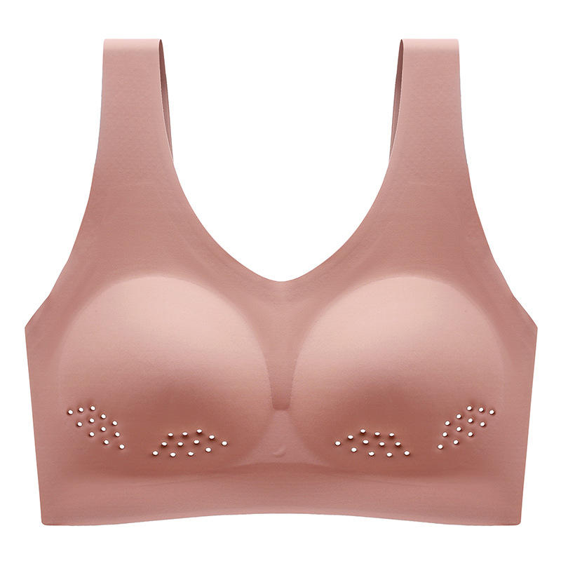 0呼吸内衣女一体式无痕乳胶空气内衣双面固定杯背心运动文胸【唐丝蝶
