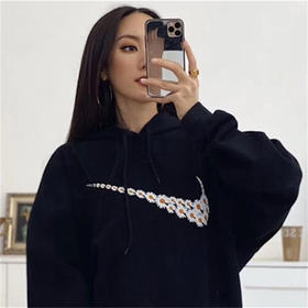 【亏本清仓】PARANOISE SWOOSH HOODIE  雏菊恶搞大勾卫衣黑色 （不支持退换）[福利品]