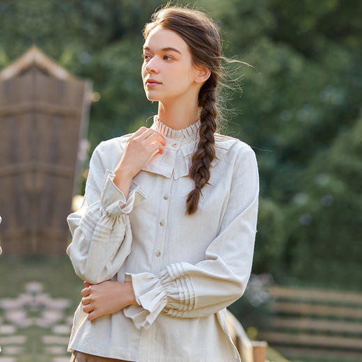 famecoco范可儿洋气花边领衬衫甜美法式时尚衬衣女F221BH007 商品图0