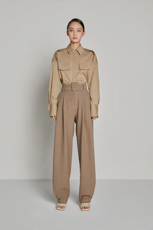 肩部浮水双胸兜衬衫 商品图0