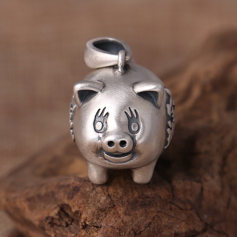 招财进宝银猪 吊坠