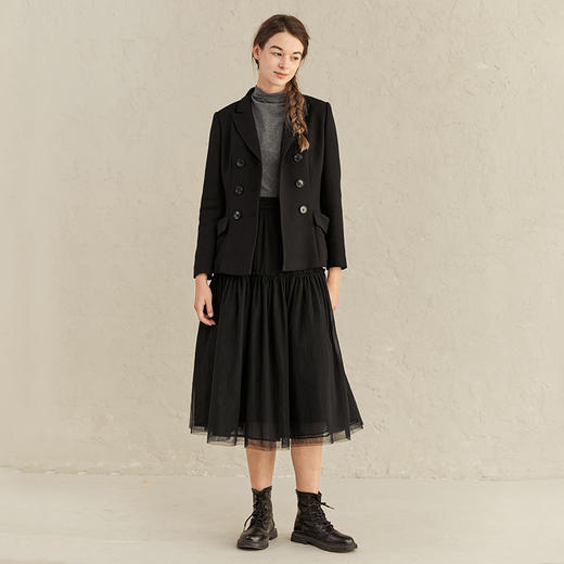 Famecoco范可儿黑色通勤职业西装女士高级气质修身西服F221AW015 商品图4