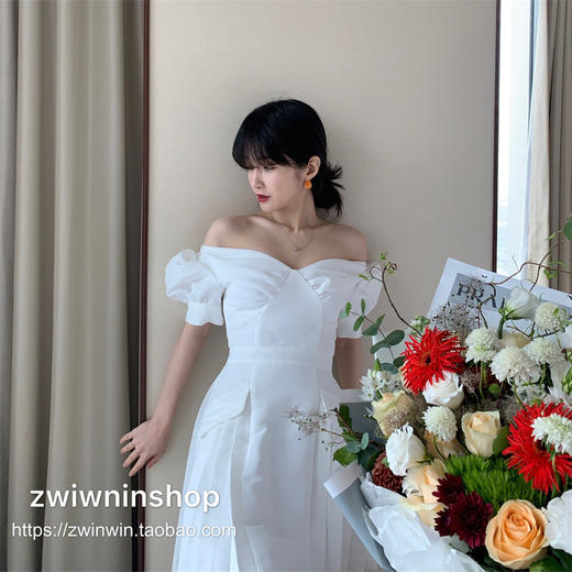 特价秒杀 sp白色一字肩泡泡袖短款chic百褶.潮快闪[福利品] 商品图2