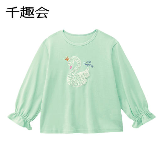 千趣会童装春夏女童立体设计印花公主风纯色柔软棉质长袖T恤 商品图3