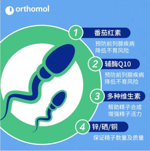 德国原装奥适宝ORTHOMOL 男性备孕配方 男士提高备孕精子质量 提升夫妻生活质量 番茄红素 90天装 商品图6