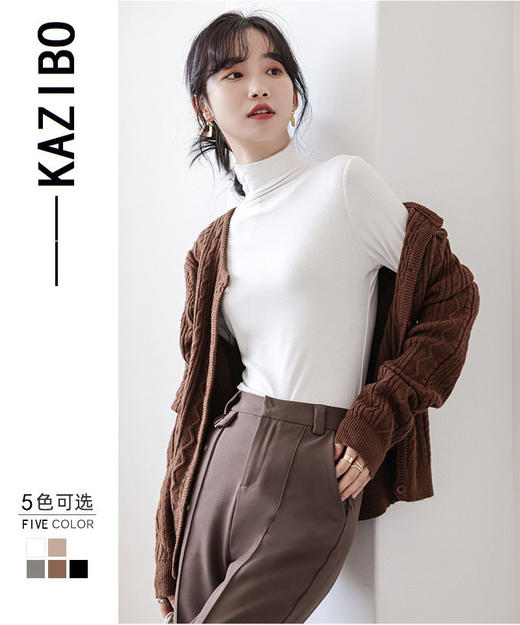 【卡姿泊面膜牛奶衣】2021年女秋冬半高领打底衣上衣韩版内搭t恤修身长袖 商品图1