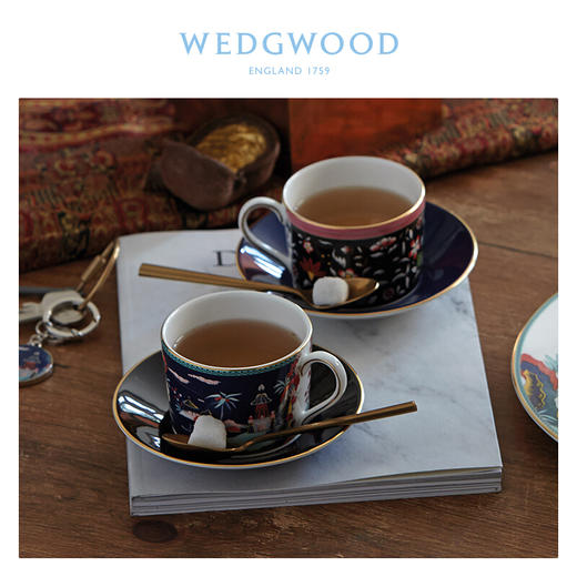 【6F】WEDGWOOD威基伍德玮漫游美境蓝塔物语骨瓷杯碟2件组礼盒套装 商品图0